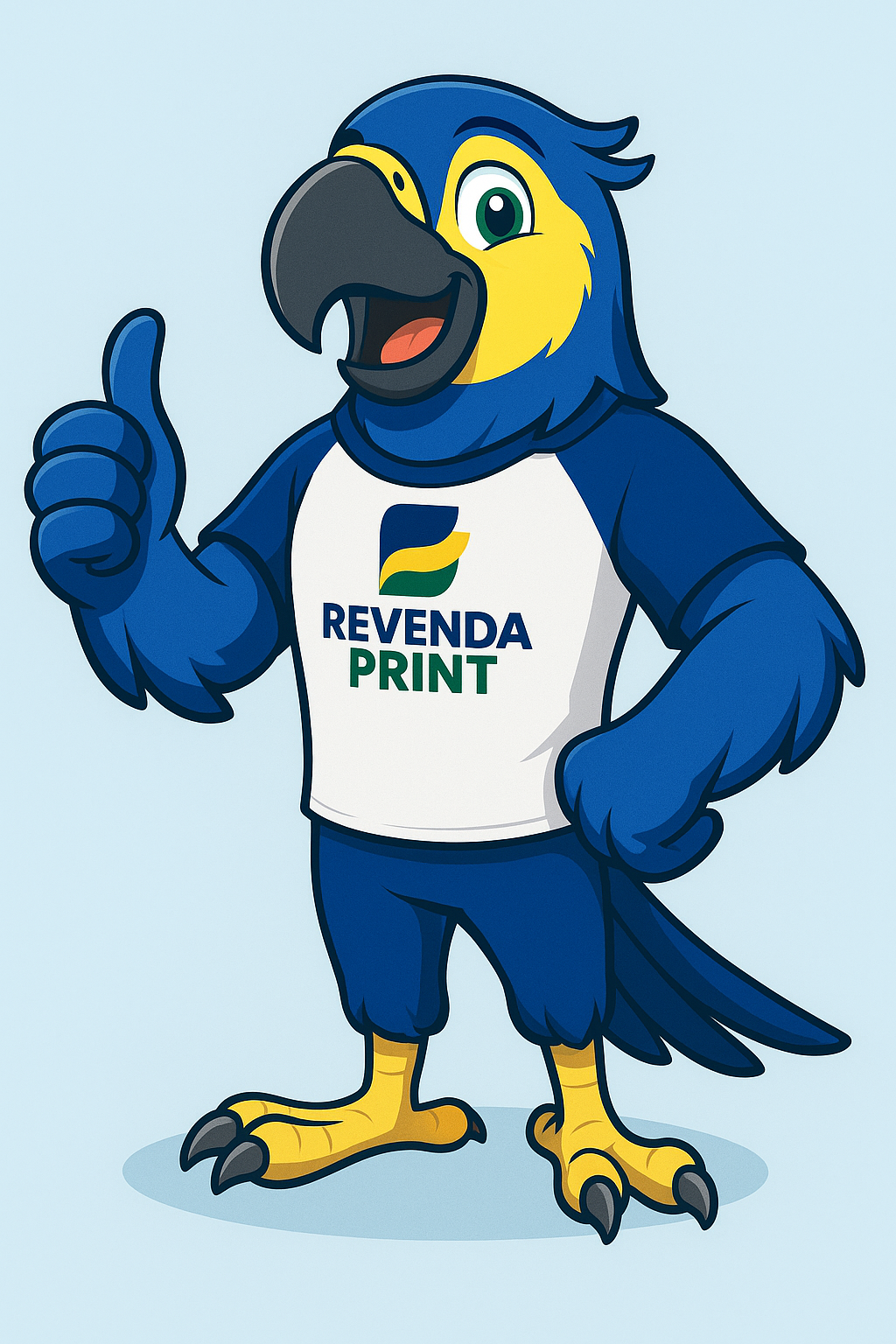 Dona Print, arara-azul mascote oficial da Revenda Print