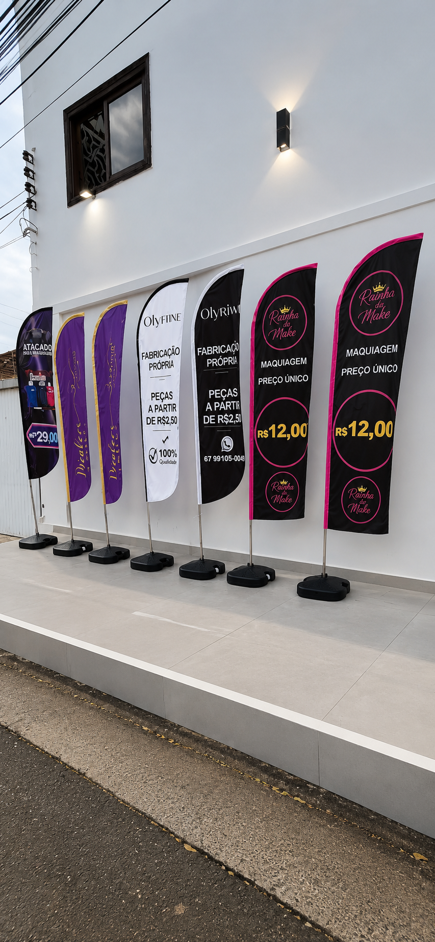 Fachada com wind banner Revenda Print — atendimento em Campo Grande/MS